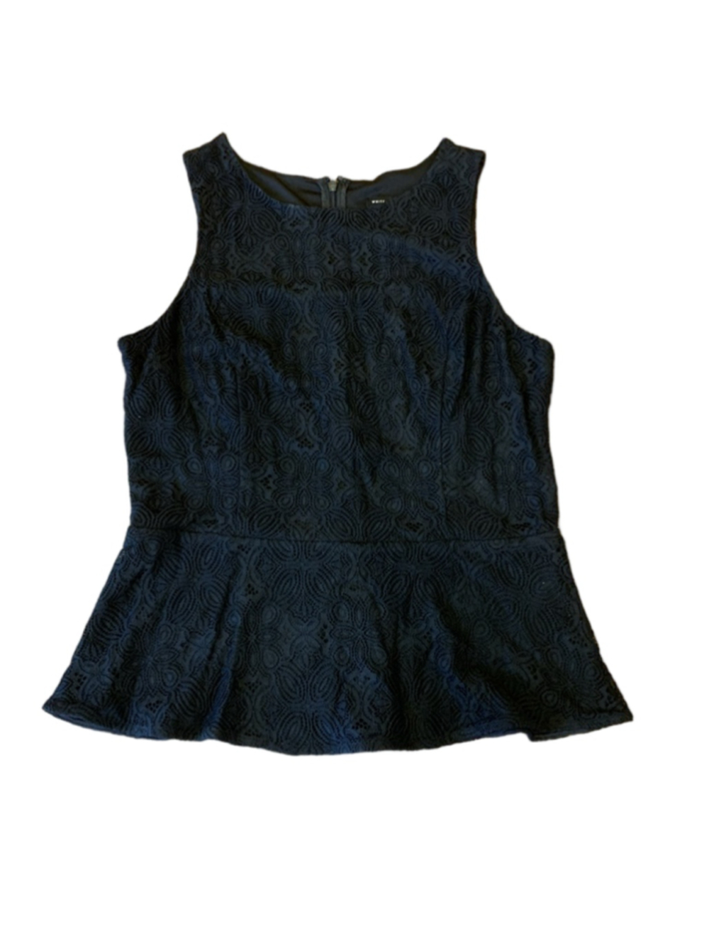 White House Black Market Top 8 Black Fitted Lace Overlay